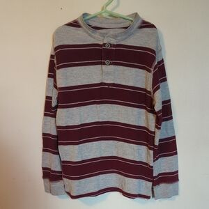 3 for $10 Bundle Sale! Red Camel Gray+Red Rugby Stripe Henley Shirt Boys Size M